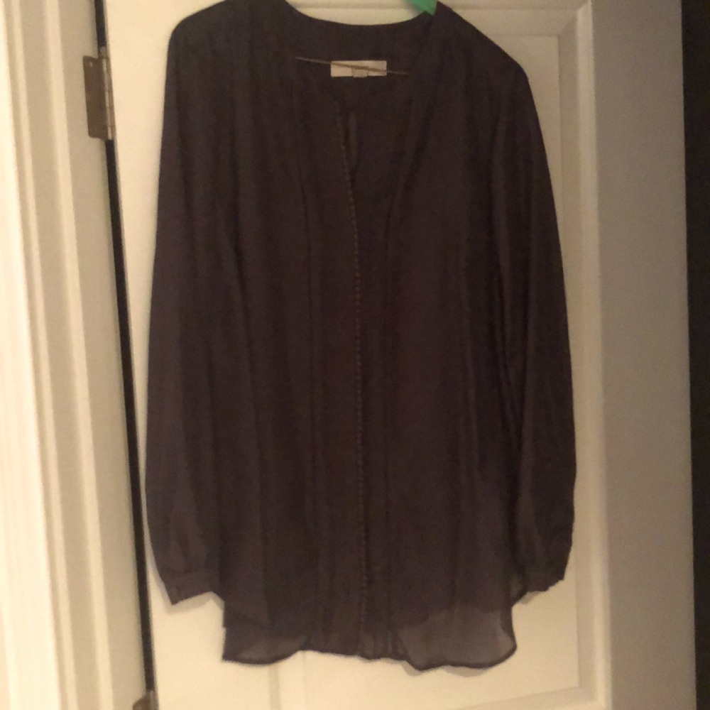 Loft maternity charcoal blouse long sleeve S/M